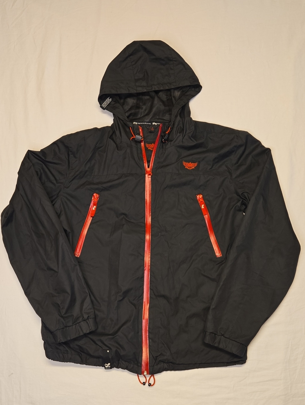 LRG Black Rare Air Windbreaker Full Zip Jacket with Red Accents Vintage Y2K